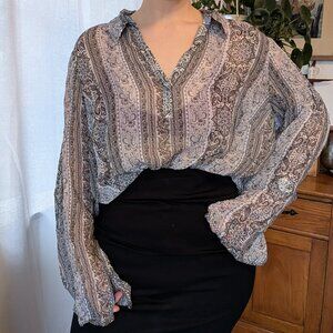 Lane Bryant -vintage 90s 100% silk - sheer paisley - 18/20
